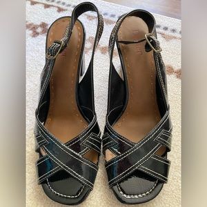 Black patent sandals